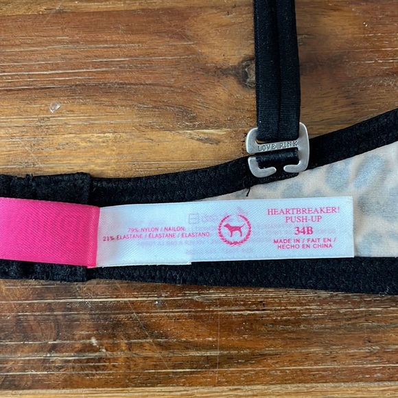 EUC Victorias Secret Leopard Blue Laced Push Up Bras 34B - Picture 6 of 7